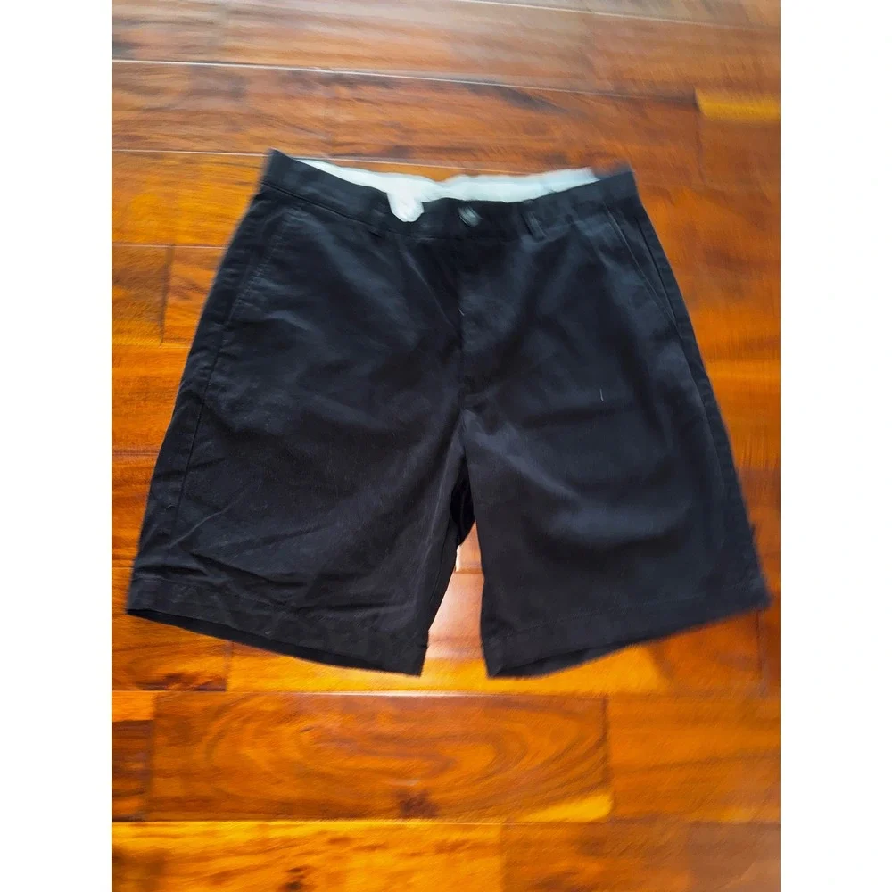 Roundtree & Yorke Chino Shorts Mens 36 Black Excellent Cotton Casual Flat Front